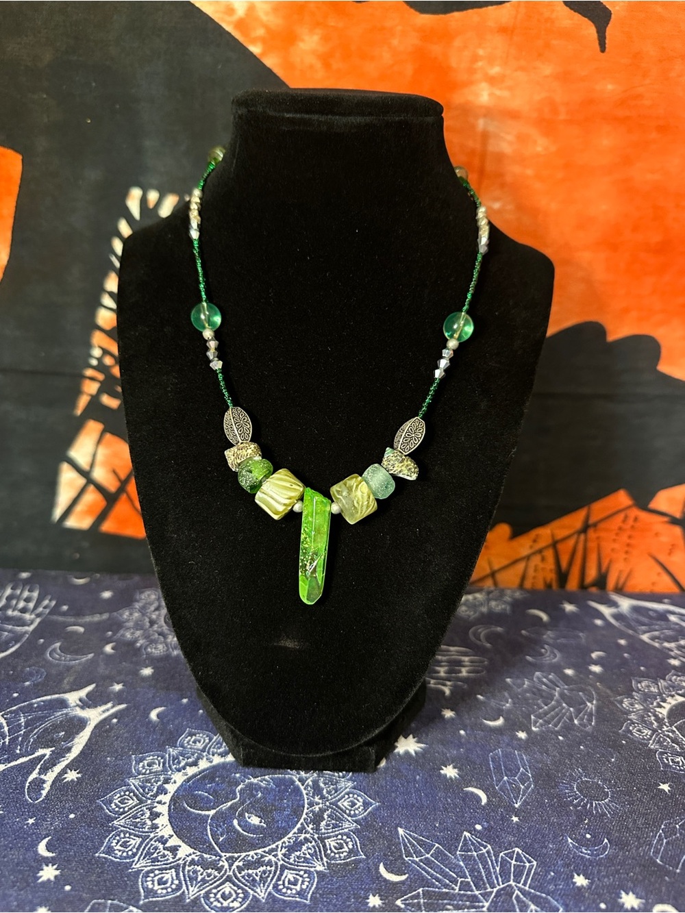 Handcrafted Green Beaded Pendant Necklace - Women Jewelry